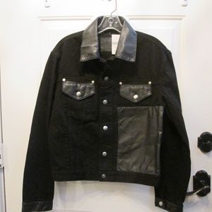 new ALEXANDER McQueen black denim/leather jacket Sz 46